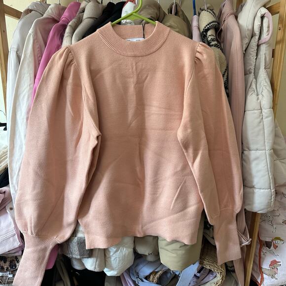 Zara Long Sleeve Knit Sweater Size Medium 6254/005/623 Feminine Puff Sleeves - Picture 4 of 8